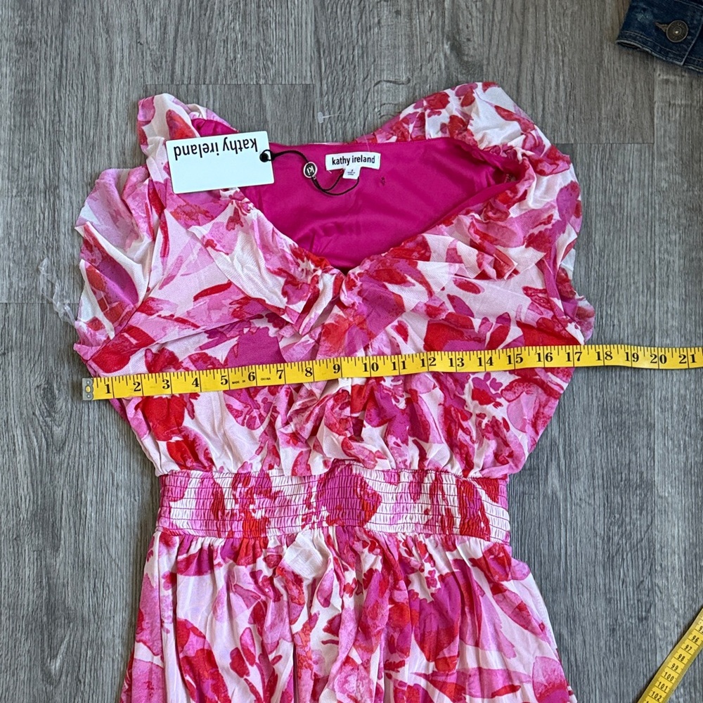 Kathy Ireland Vibrant Pink Floral Midi Dress - Picture 9 of 10